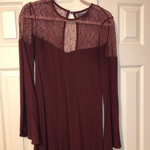 Kendall & Kylie Maroon Long Sleeve Dress